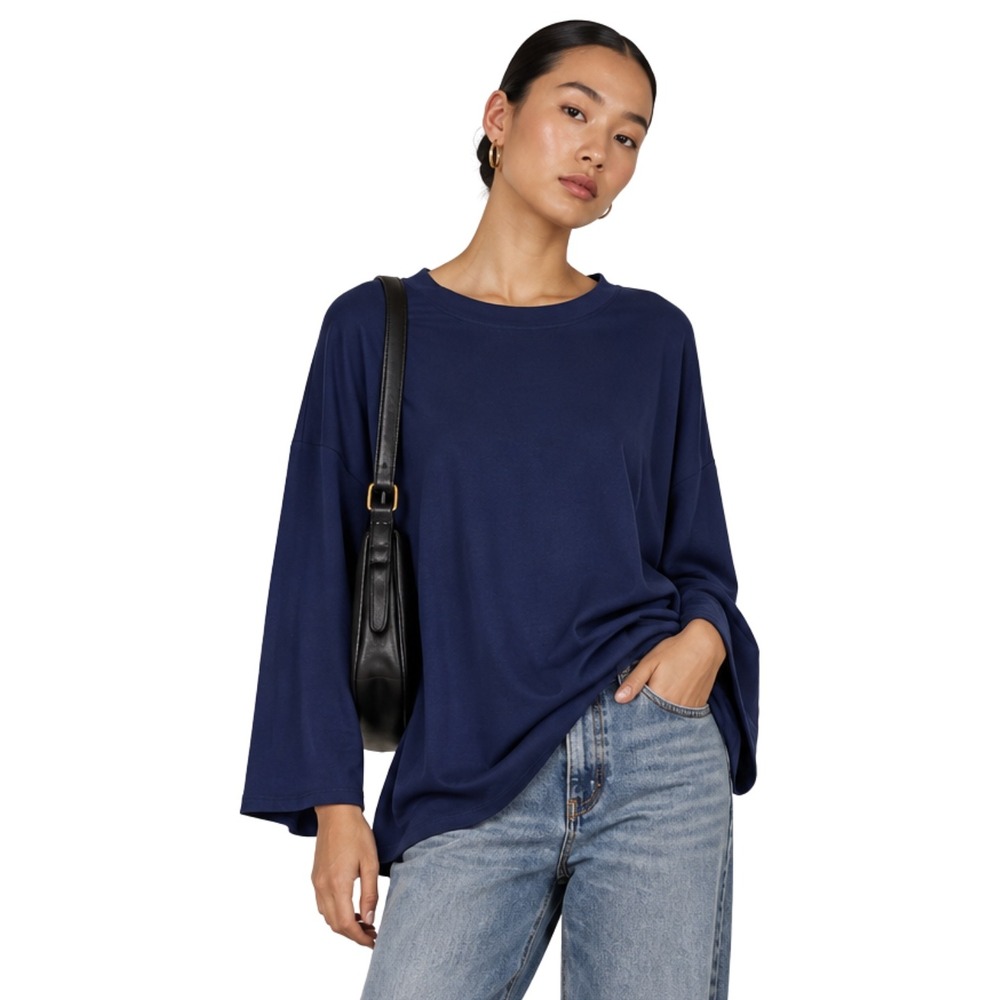 Eileen Fisher Top Womens Medium Purple Tencel Organic Cotton Ponte Knit Tunic